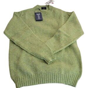 William Lockie 100% Pure New Wool Sweater Green Scotland Made